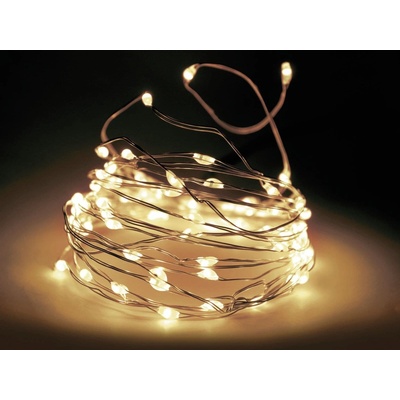 Levoma LED svetelná reťaz, strieborný drôt, 20 LED, teplá biela, na batérie