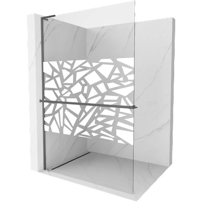 Mexen Kioto+ L стенен панел за душ с рафт Walk-in 70 x 200 см, бял модел, Gun Metal - 800-070-123-95-85 (800-070-123-95-85)