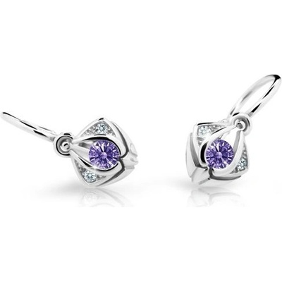 Danfil dětské náušnice C2217 z bílého zlata s kamínkem Amethyst zapínání brizura