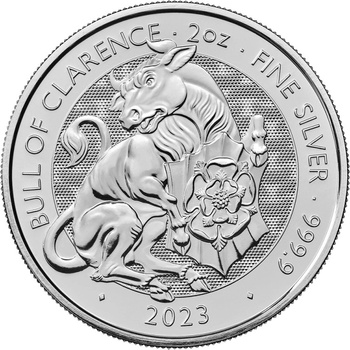 Royal Mint Strieborná investičná minca The Bull of Clarence Tudor Beasts 2023 2 oz