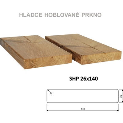 Hladké prkno, SHP 26x140 mm Objednat délku: 3000mm