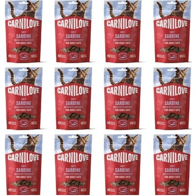 CARNILOVE Soft Snack Cat Sardine so sardinkou a jahodami 12 x 50 g