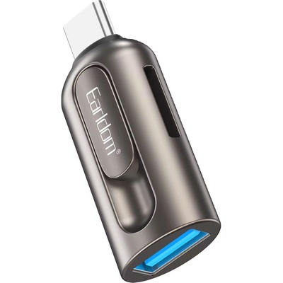 Earldom Преходник Earldom ET-OT9, Type-C и четец за карти, OTG, Сив - 40356 (40356)