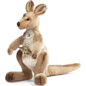 Steiff Originals Кенгуру Кенго с бебе, бежова плюшена играчка (064623)