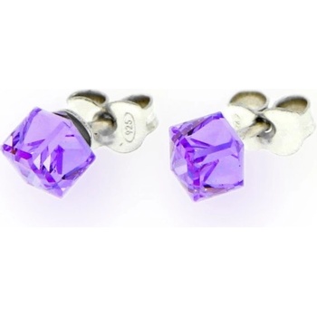 Spark Swarovski Elements Small Cube studs K48414V Violet