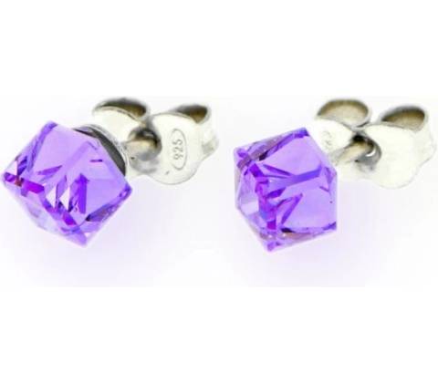 Spark Swarovski Elements Small Cube studs K48414V Violet