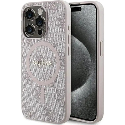 GUESS Кейс Guess 4G Collection Leather Metal Logo MagSafe за iPhone 15 Pro Max, розов (GUE003494-0)