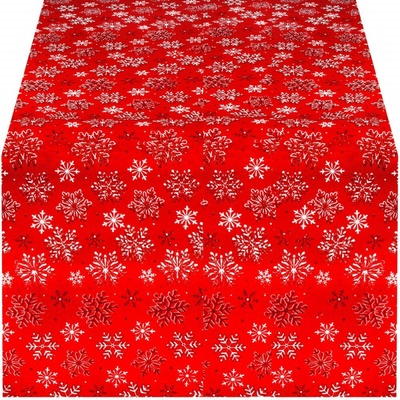 SPRINGOS Vánoční ubrus s vločkami 220x140 cm červený vánoční dekorace CA1221-XG