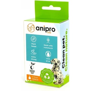Anipro компостируеми хигиенни торбички за кучешки отпадъци, кутия 3 х 15 бр, 34х23 см