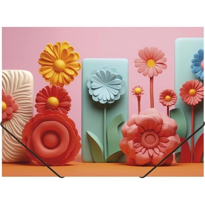 Panta Plast Папка с каучук, 15 мм, pp, a4, panta plast, "Модерни цветя (0410-0064-61)
