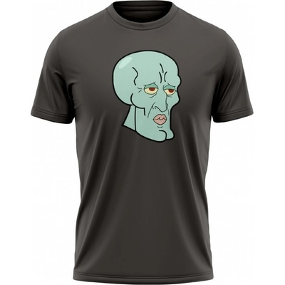 MemeMerch tričko Squidward Chad Face dark grey