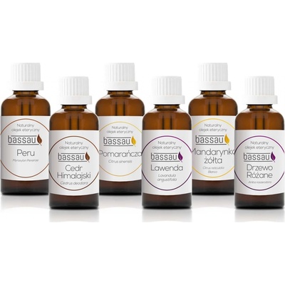 Bassau Vonné esenciální/éterické oleje 100 % přírodní sada Relax 6 x 15 ml