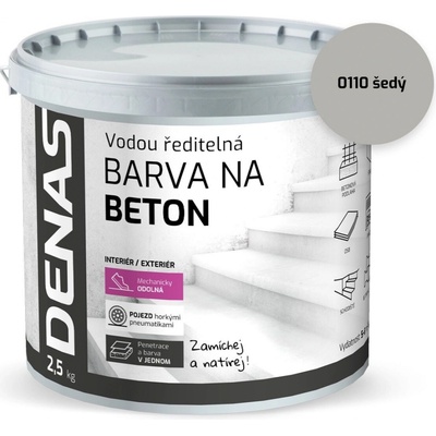 Denas Farba na betón 2,5 kg sivá