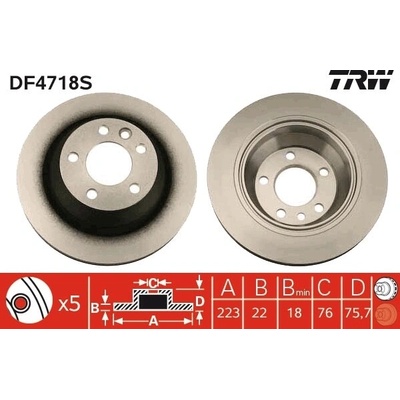 Brzdový kotúč TRW DF4718S