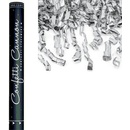 PartyDeco Vystreľovacie konfety strieborné stužky 60 cm