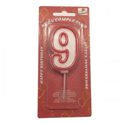 Свещ Рожден Ден червена 9