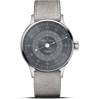 MeisterSinger Pangaea Day Date 365 Grey PDD365927 - Šedý kožený řemínek