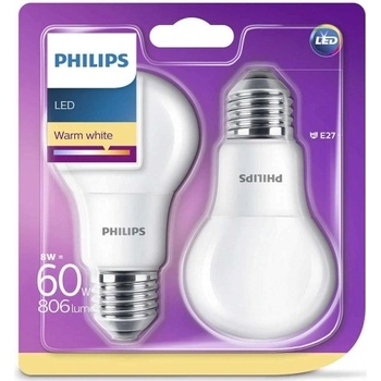 Philips CorePro LED žárovka 8 60W E27 teplá bílá 2 ks