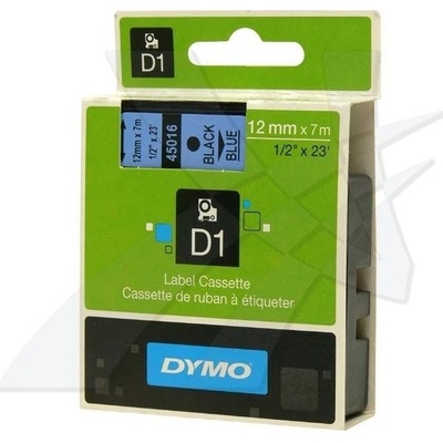 Dymo originál páska do tlačiarne štítkov, Dymo, 45016, S0720560, čierny tlač/modrý podklad, 7m, 12mm, D1