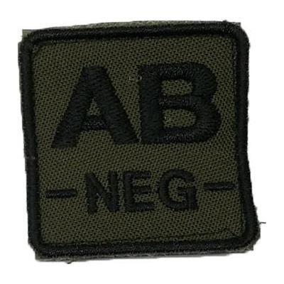 NO NAME ID. krevní skupiny na suchý zip - AB - NEG - olivová