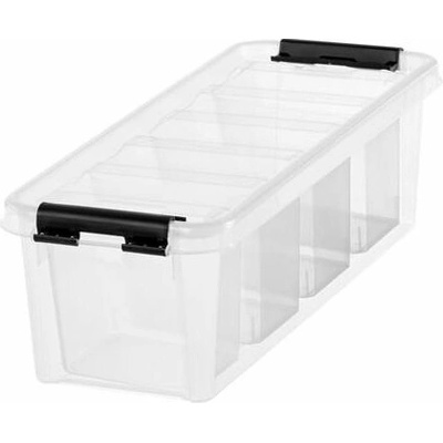 SMARTSTORE Úložný box Classic 4, průhledný, plast, černé úchytky, 4 přihrádky, SMARTSTORE 3458710 223780
