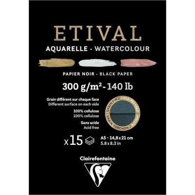 Clairefontaine Etival Black Double-Grain Glued Pad On 1 Side Скицник 15 A5 300 g (975317C)