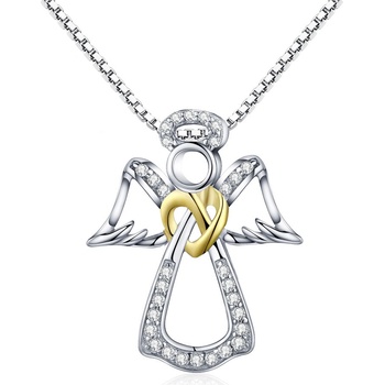 Ligot Strieborný náhrdelník anjel so srdcom N0105