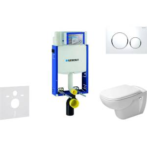 Geberit Kombifix - Модул за висяща тоалетна с бутон Sigma20, бял/лъскав хром + Duravit D-Code - тоалетна и седалка, без ръб, SoftClose 110.302. 00.5 NH4 (110.302.00.5 NH4)