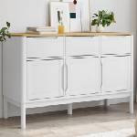 vidaXL Сайдборд FLORO, бял, 114x43x74 см, борово дърво масив (374024)
