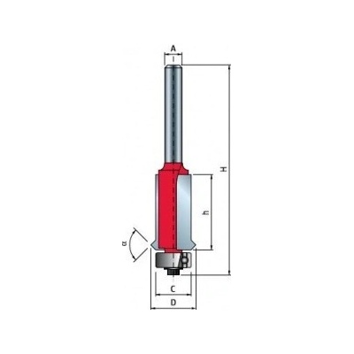 Fréza kopírovací s ložiskem a přiznanou spárou 90° 15,8x25,4x71,5x12,7 8 mm