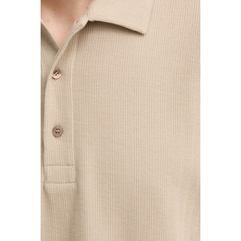 Filippa K Памучна тениска с яка Filippa K в бежово с изчистен дизайн 31560 (31560.FK)