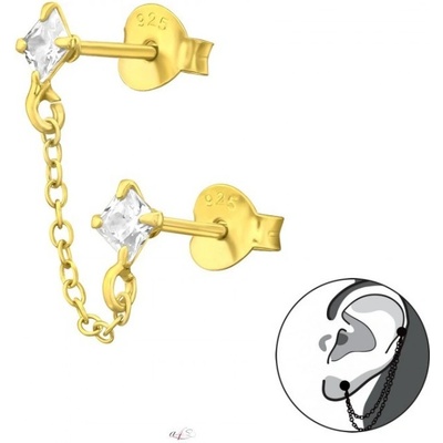 Prošperk stříbrné náušnice zlaté řetízkové S2065