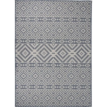 Image 1 of vidaXL Градински плоскотъкан килим, 200x280 см, сини шевици (340840)
