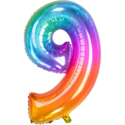 Folat Balónek fóliový číslo 9 Yummy Gummy Rainbow 86 cm