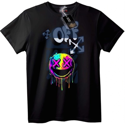 NOONEBRAND Тениска OFF-WHITE Капещ X Усмивка Градска - 6XL, Black