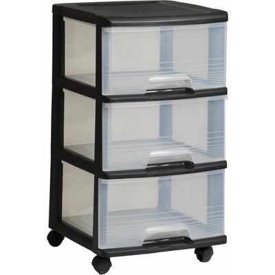 Čierno-priehľadný plastový pojazdný regál 37x61 cm – Curver