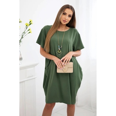 Fashionweek dámske šaty oversize s príveskom ľahké a vzdušne K34 Khaki
