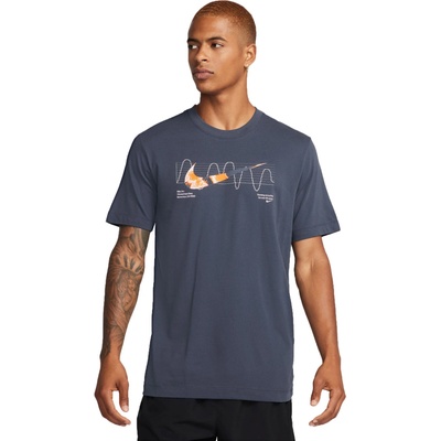 Nike pánske bežecké tričko DRI-FIT tmavo modré oranžová