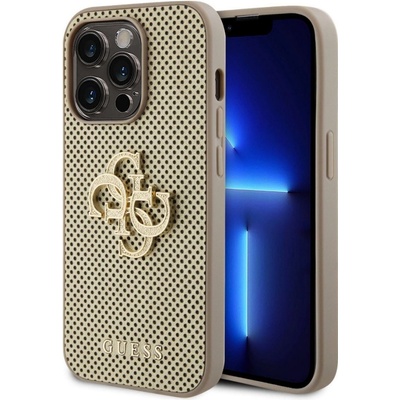 Guess PU Perforated 4G Glitter Metal Logo iPhone 15 Pro Gold – Sleviste.cz