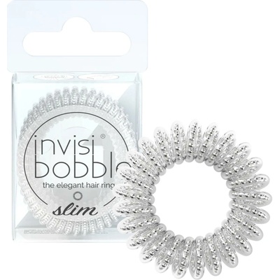 Tenká špirálová gumička do vlasov Invisibobble Slim Mother of Chrome - strieborná, 3 ks (IB-SL-PA-1-1004)
