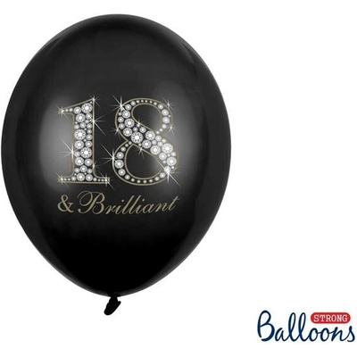 PartyDeco balóniky čierne 18 a brilianty