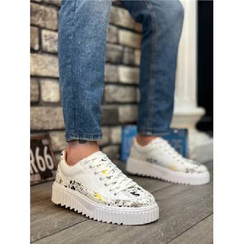 BOA Shoes Мъжки спортни обувки с връзки ba0801 - Бели с Жълт #407108 (407108_Бяло)