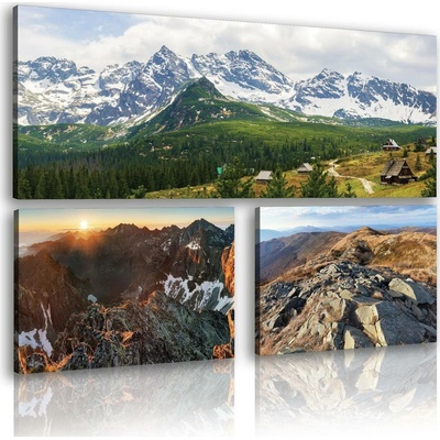 Postershop Obraz na plátně: Výhledy na hory (2) - set 1ks 80x30 cm a 2ks 37,5x24,8 cm