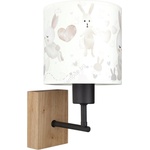 Brilagi - Настенна лампа BOBO WOOD 1xE27/25W/230V дъб/черна/бяла/зайчета (BG5632)
