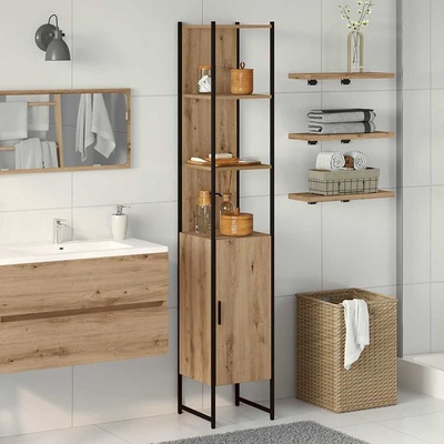 vidaXL Шкаф за баня дъб артизан 33 x 33 x 185, 5 см Инженерна дървесина (862239)