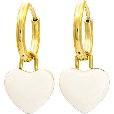 BRUNOshop.cz Visací náušnice PLNÉ srdce gold bílé S4409