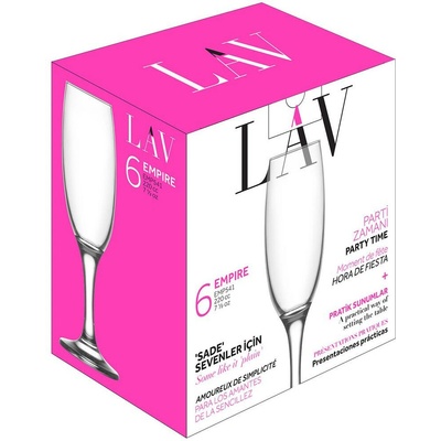 LAV Pohár Empire sklenený na šampanské 49x210 mm bal. 6 x 220 ml