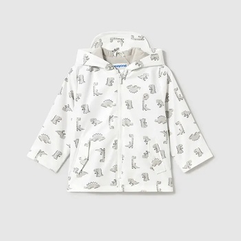 MAYORAL Непромокаемо яке с качулка в бял цвят с динозаври за мини момче Майорал