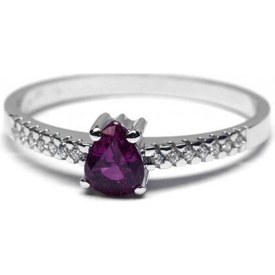 Klenoty Budín Ručně vyrobený prsten s růžovým safírem a diamanty z bílého zlata J 28042 17