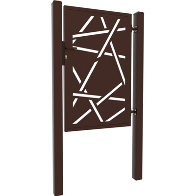 EKOfence Dizajnová bránka HALEN 1kr. 1000x1500mm hnedá so plotový stĺpikmi 16421